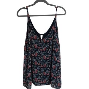 CAbi Floral Camisole Top - Black and Red